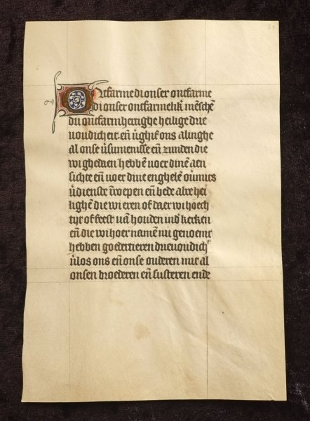  - 15th Century Dutch Manuscript leaf on Vellum (framed)