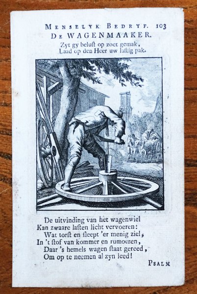 Jan Luiken - Menselyk Bedryf: De Wagenmaker, Copper engraving by Jan Luiken