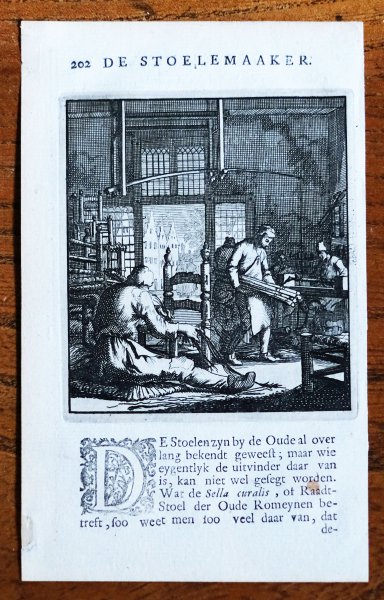 Jan Luiken - Menselyk Bedryf: De Stoelemaaker, Copper engraving by Jan Luiken