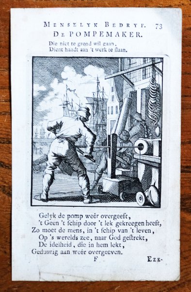 Jan Luiken - Menselyk Bedryf: De pompemaker. Copper engraving by Jan Luiken