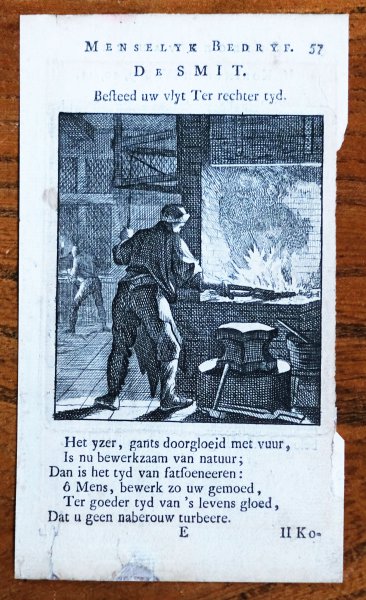 Jan Luiken - Menselyk Bedryf: De Smit, Copper engraving by Jan Luiken
