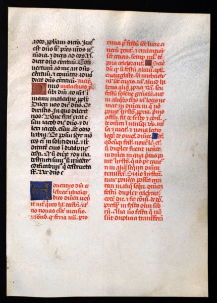  - 15 century Manuscript leaf on vellum from book of hours.