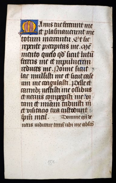  - 15th century Latin Manuscript leaf on vellum (framed)