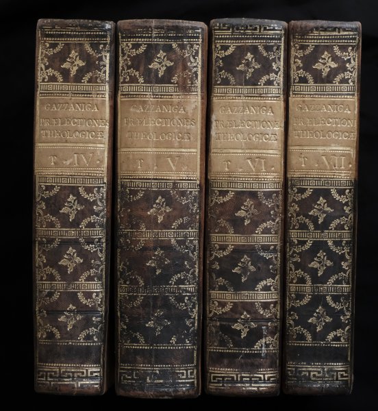 Pietro Maria Gazzaniga - F. Petri M. Gazzaniga ord. praed. Praelectiones theologicae Editio Secunda Bonon. auctior, & a mendis typograph. accurate expurgata cum indice rerum copiosissimo sub auspiciis eminentiss., ac reverendiss. D. S. R. E. Card. D. Andreae Joannetti ordinis S. B. Congr. Camald. Archief. Bonon., et S. R. I. Principis. De Angelis, de Opisicio sex dierum, ac de Homine, variisque eius statibus. Bononiae. Ex typographia saxii. MDCCXCVI. Cum approbatione.
