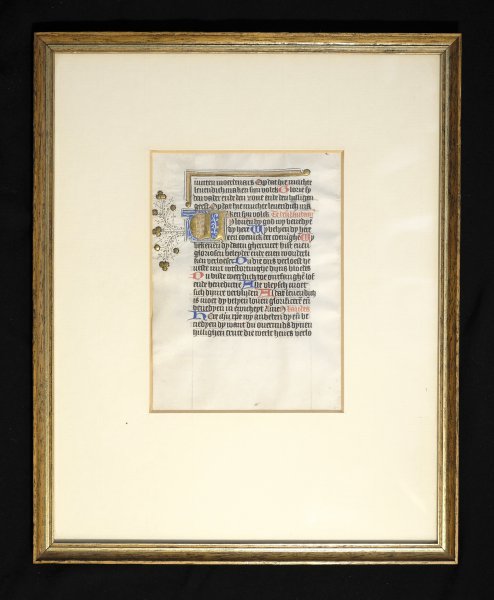  - 15th century manuscript leaf Dutch on vellum (framed)